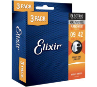 Струни для електрогітари Elixir Nanoweb Nickel Plated Steel 16540, 9-42 (3 комплекти)