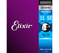Струни для акустичної гітари Elixir Polyweb 80/20 Bronze 11025, 11-52